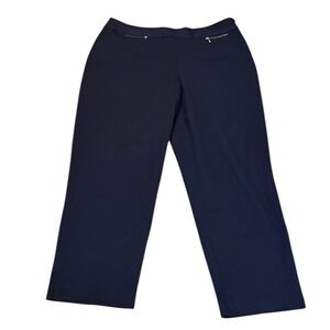 Vtg Talbots Petites Navy Blue Flat Front Trousers Size 16P Stretch Dress Pants